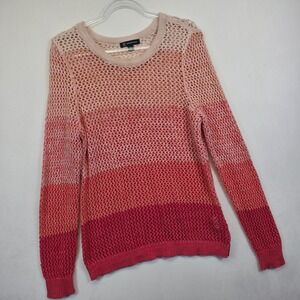 INC Sweater Womens XL Pink Ombre Colorblock Open Knit‎ Heavy Metallic Layering